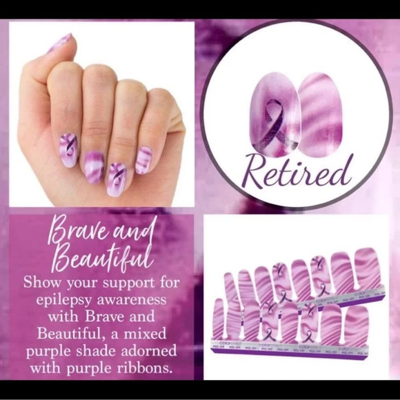 Color Street Brave and Beautiful Epilepsy Awareness Purple Ribbon Set New - Picture 6 of 7